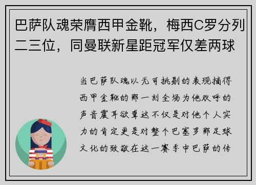 巴萨队魂荣膺西甲金靴，梅西C罗分列二三位，同曼联新星距冠军仅差两球